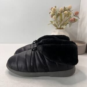 Vionic Gabrie Quilted Puffy Arch Support Bootie Slipper Black Women's 8 NWOB